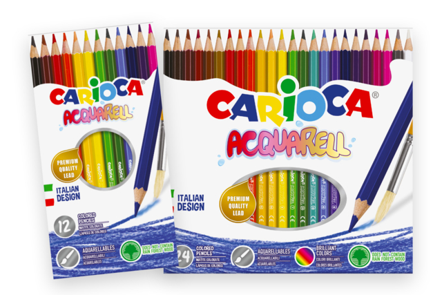 crayons de couleur aquarellables Carioca - Crayons aquarelles : dessinez, mouillez, peignez - 10doigts.fr