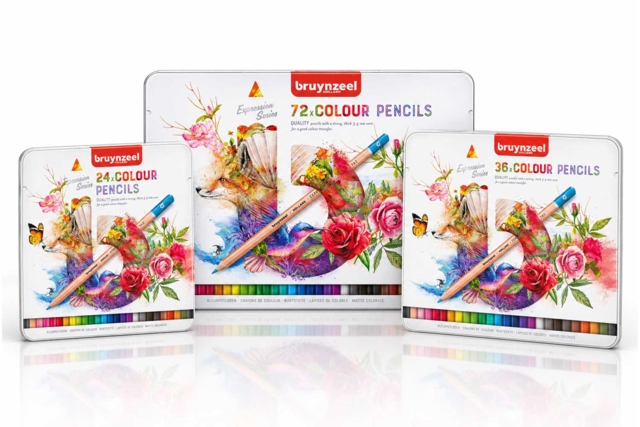 Crayons de couleur Bruynzeel expression, boite métal  - Crayons de couleurs Beaux-Arts - 10doigts.fr