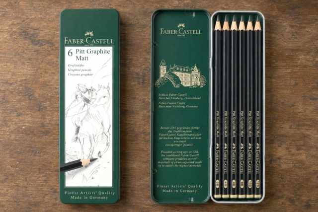 Crayons graphite Castell 9000, boîte métal de 6 (HB à 8B) - Crayons graphite et mines pour le dessin - 10doigts.fr