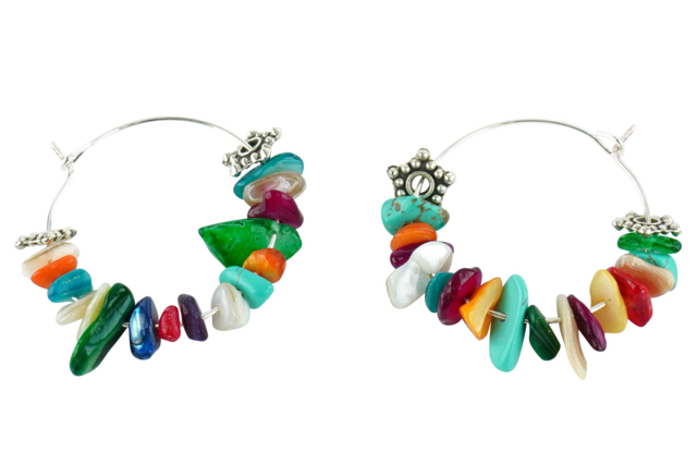 Créoles fines argent avec pierres - Boucles d'oreilles - 10doigts.fr