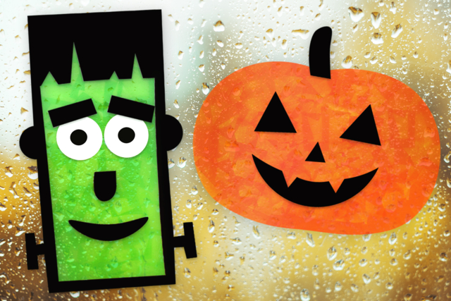 Décorations de fenêtres pour Halloween (attrape-soleil) - Papiers de soie - 10doigts.fr