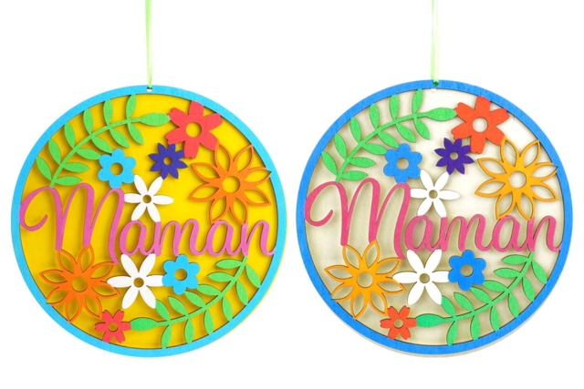 disque gravé maman  - Suspensions et déco murale - 10doigts.fr