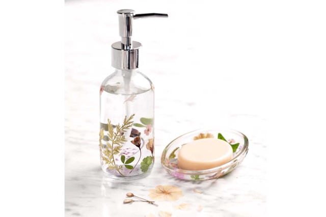 Distributeur de savon fleuri - Supports en Verre - 10doigts.fr