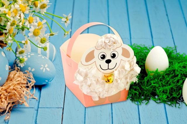 Fabrique le panier de Fripon le mouton ! - Paniers de Pâques - 10doigts.fr