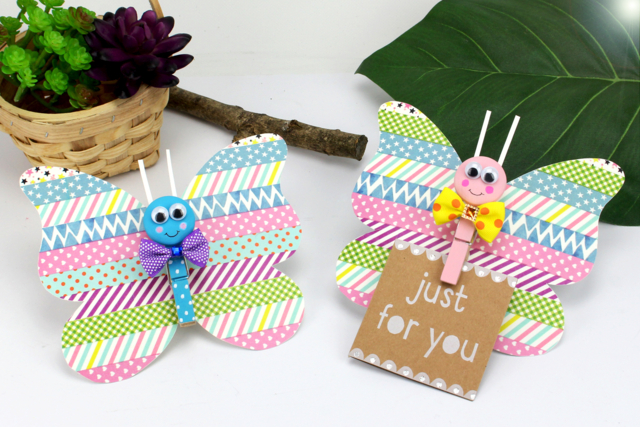 Faire un papillon en papier avec une pince à linge - Aimants et magnets créatifs pour loisirs créatifs - 10doigts.fr