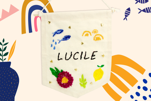 Fanion brodé en Punch Needle - Coton, lin - Textiles - 10doigts.fr