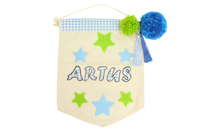 fanion pompons - Coton, lin - Textiles - 10doigts.fr