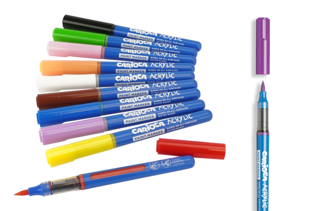fetre acrylique pinceau carioca - Marqueurs peinture : l'intensité de l'acrylique au bout des doigts - 10doigts.fr