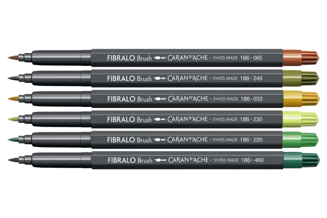 Feutres brush FIBRALO - 6 couleurs "Botanic" - Feutres pinceaux : précision et souplesse pour dessiner - 10doigts.fr