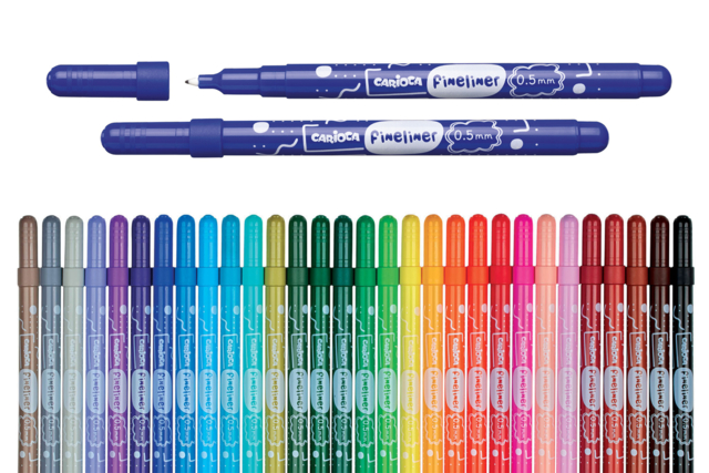 Feutres fineliners Carioca - 30 couleurs - Feutres pointes fines : la précision pour le dessin et l'écriture - 10doigts.fr