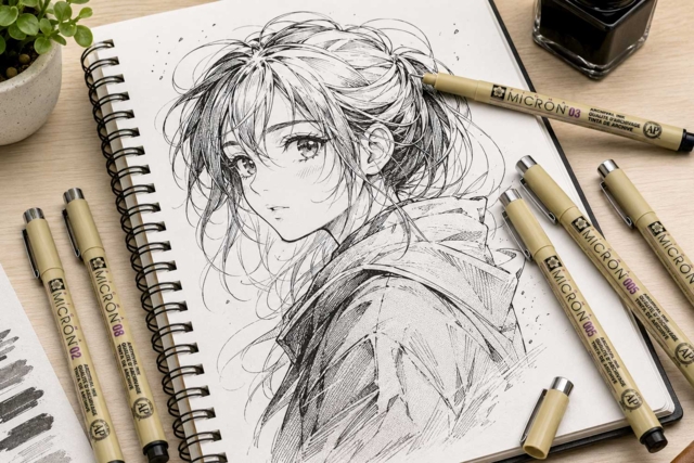 Feutres fineliners Sakura manga - Feutres calibrés et fineliners pour le dessin de précision - 10doigts.fr
