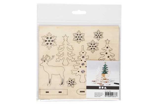 Figurines à assembler - foret cerfs - 20 x 17 cm - Déco en bois brut - 10doigts.fr