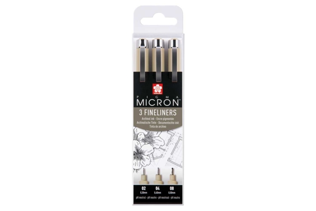 Fineliners Sakura noirs, medium - 3 pcs - Feutres calibrés et fineliners pour le dessin de précision - 10doigts.fr