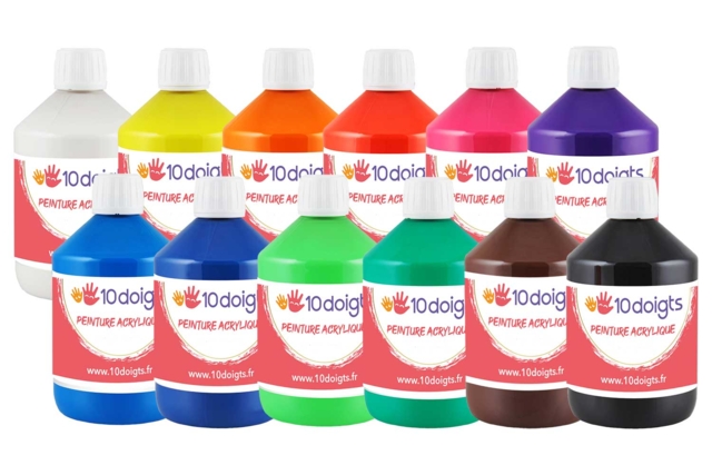 flacon peinture 500 ml acrylique - Peinture acrylique 10doigts - 10doigts.fr