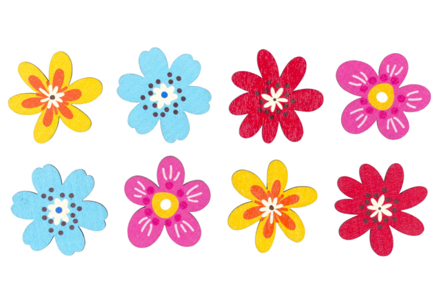 fleurs en bois peint - Déco en bois peints - 10doigts.fr
