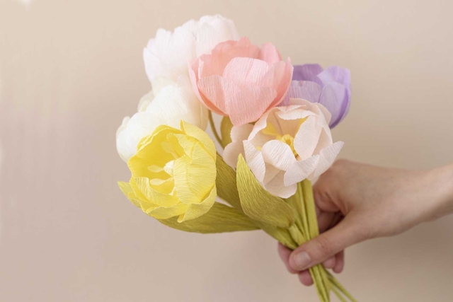 fleurs pastel crépon - Fleurs en papier crépon : créez des bouquets éternels - 10doigts.fr