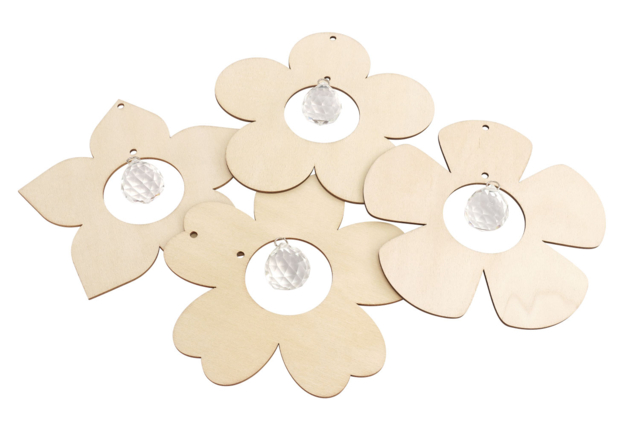 formes fleurs attrape soleil - Suspensions décoratives en bois - 10doigts.fr