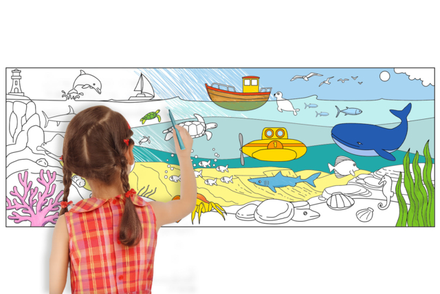 Fresque géante à colorier La Mer - Supports de coloriages originaux pour enfants - 10doigts.fr