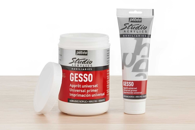 gesso appret blanc pébéo - Gesso pour peinture et préparation des supports - 10doigts.fr