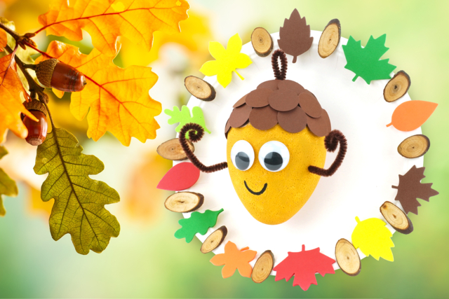 Gland de chêne d'automne - Stickers mousse : donnez du volume à vos créations - 10doigts.fr