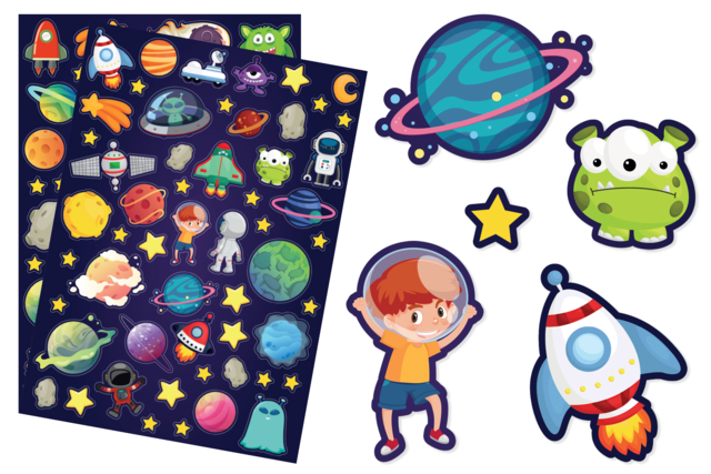 gommettes espace enfants - Gommettes Histoires et décors - 10doigts.fr
