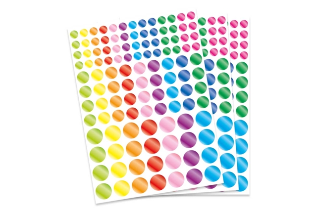 Gommettes rondes métallisées - 2 planches (348 gommettes) - Gommettes rondes : l'essentiel du graphisme et de l'éveil créatif - 10doigts.fr