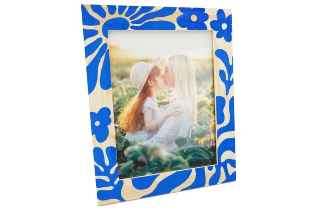 grand cadre fleurs bleues - Cadres photos en bois - 10doigts.fr
