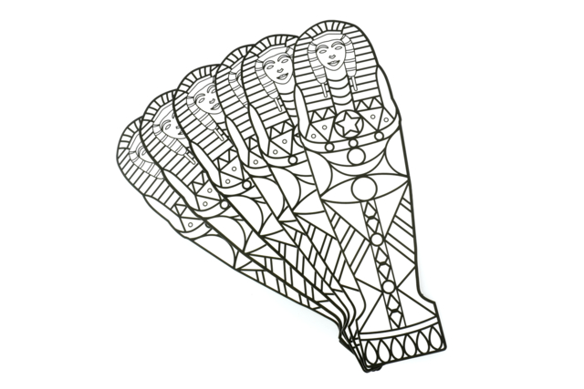 Grands egyptiens sarcophages à colorier - 6 pièces - Coloriage - 10doigts.fr