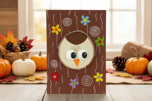 Hibou caché dans son arbre - Stickers en feutrine : du relief et de la texture dans vos créations - 10doigts.fr