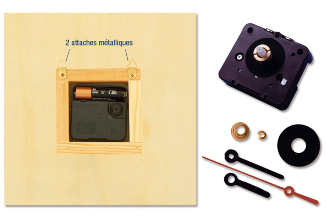Horloge en bois avec mécanisme à quartz - Horloges à fabriquer - 10doigts.fr