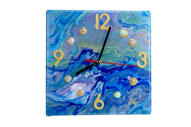 horloge marbling - Horloges à fabriquer - 10doigts.fr