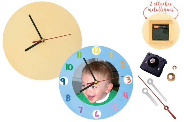 horloge ronde en bois - Horloges à fabriquer - 10doigts.fr