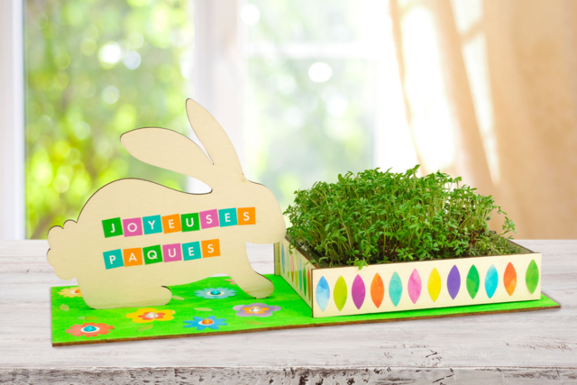 jardinière lapin gommettes - Gommettes Alphabet, messages - 10doigts.fr