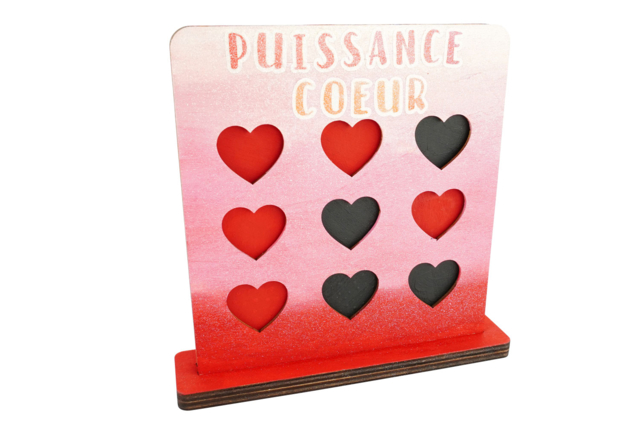 jeu puissance coeur en bois et pions - Jeux et Jouets en bois - 10doigts.fr