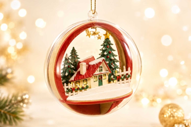 Kit 10 boules de Noël transparentes – Village en bois à monter et décorer - Boules de Noël DIY - 10doigts.fr