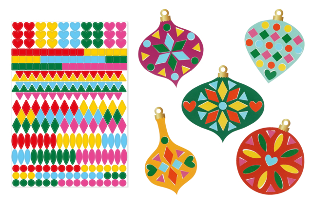 Kit boules de noël à décorer + gommettes  - Kits créatifs de Noël pour les enfants - 10doigts.fr