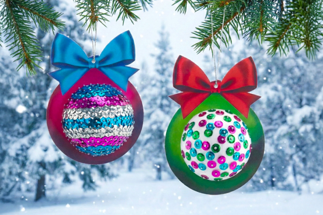 Kit boules de Noël sequins - 4 pièces - Boules de Noël DIY - 10doigts.fr