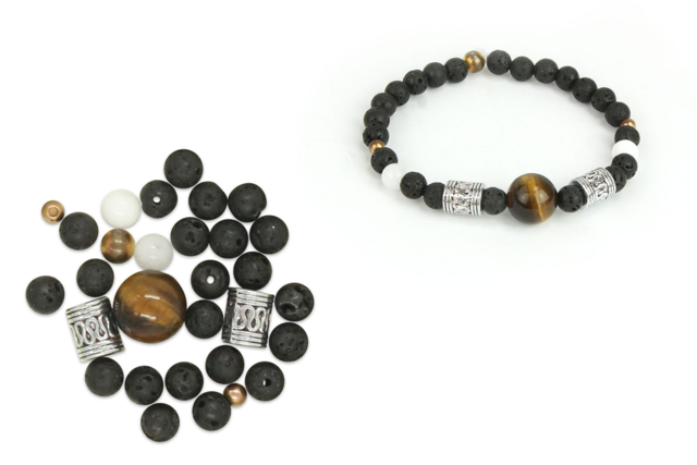 Kit bracelet homme perles de lave - Lithothérapie / Bracelets chakras - 10doigts.fr