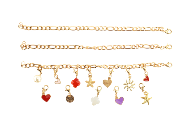 Kit bracelets chaîne dorée et charm's - 3 pièces - Kits Bijoux - 10doigts.fr