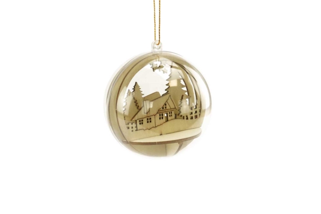 Kit créatif de 10 boules de Noël transparentes avec scène en bois à monter et décorer - Boules de Noël DIY - 10doigts.fr