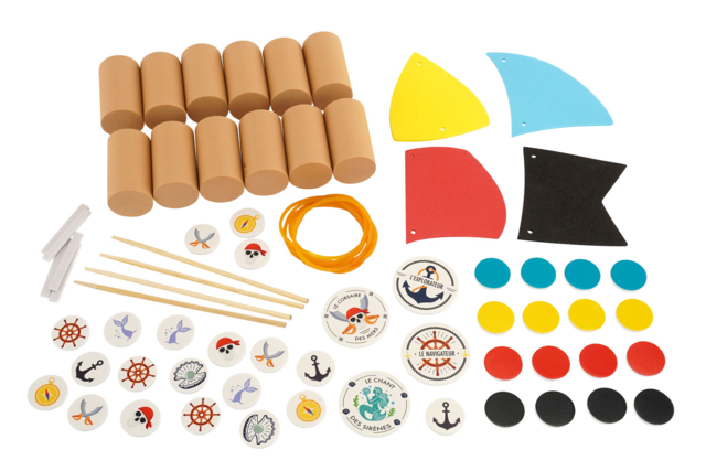 Kit de 4 petits bateaux en rondins de caoutchouc  - Kits clés en main - 10doigts.fr
