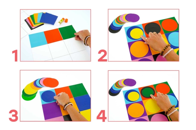 Kit de collage tableaux "Op Art"tutoriel - Activités collage et formes à coller - 10doigts.fr