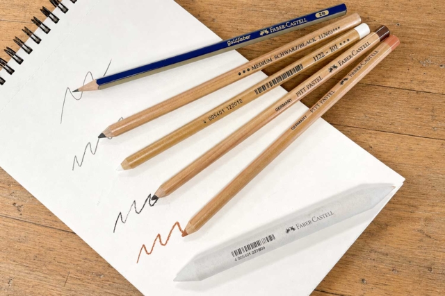 Kit d'esquisse Faber-Castell 6 pièces - Crayons graphite et mines pour le dessin - 10doigts.fr