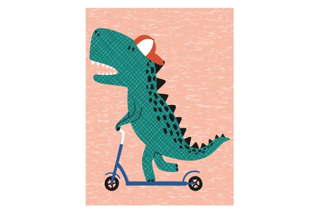 Kit diamond painting enfant, dino trotinette, 15x20 cm - Diamond Painting : Kit complet - 10doigts.fr