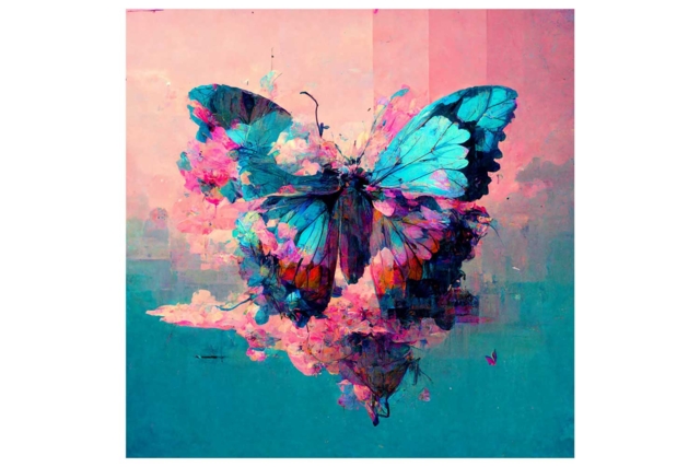 Kit diamond painting, papillon, 30x30 cm - Diamond Painting : Kit complet - 10doigts.fr