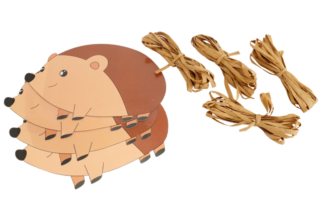 Kit hérissons raphia  materiel - Kits créatifs Automne - 10doigts.fr