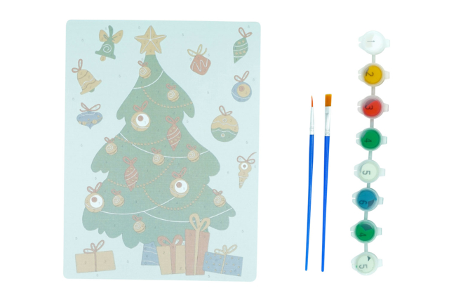 Kit peinture au numéro sapin de Noël création - Idées Cadeaux DIY Noël - 10doigts.fr