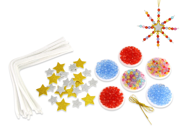 Kit pour fabriquer 12 flocons de Noël en perles à suspendre dans le sapin - Kits clés en main - 10doigts.fr
