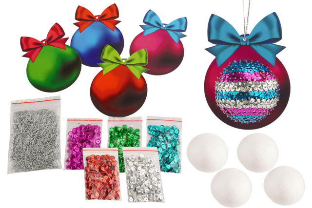 Kit sequins noel - Boules de Noël DIY - 10doigts.fr