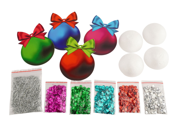 kit suspensions boules polystyrène et sequins - Boules de Noël DIY - 10doigts.fr